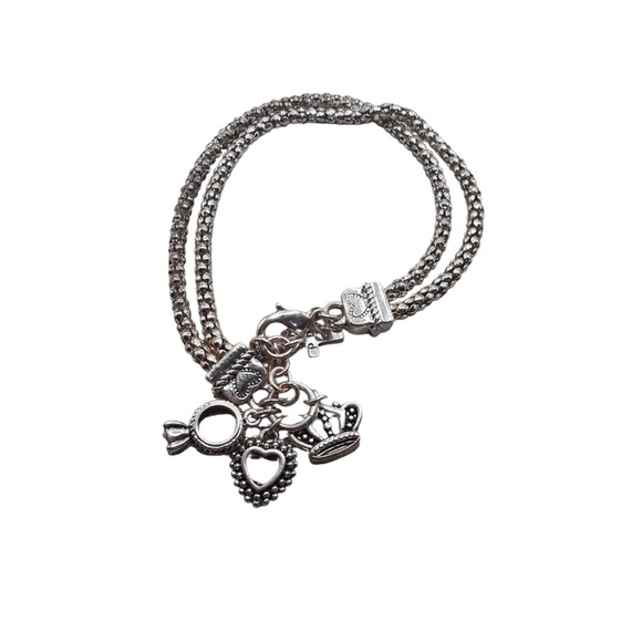 Premier Designs Braided Silver Charm Bracelet Crown Ring Cross Faith Jewelry - Picture 4 of 8